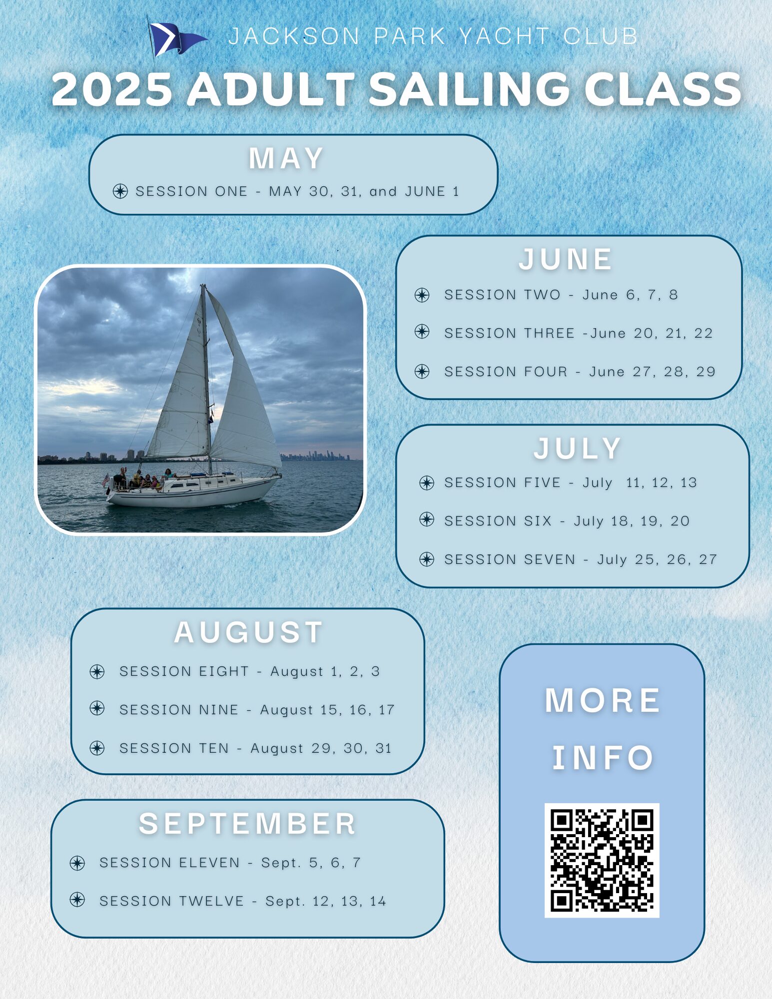 Adult sailing school with dates